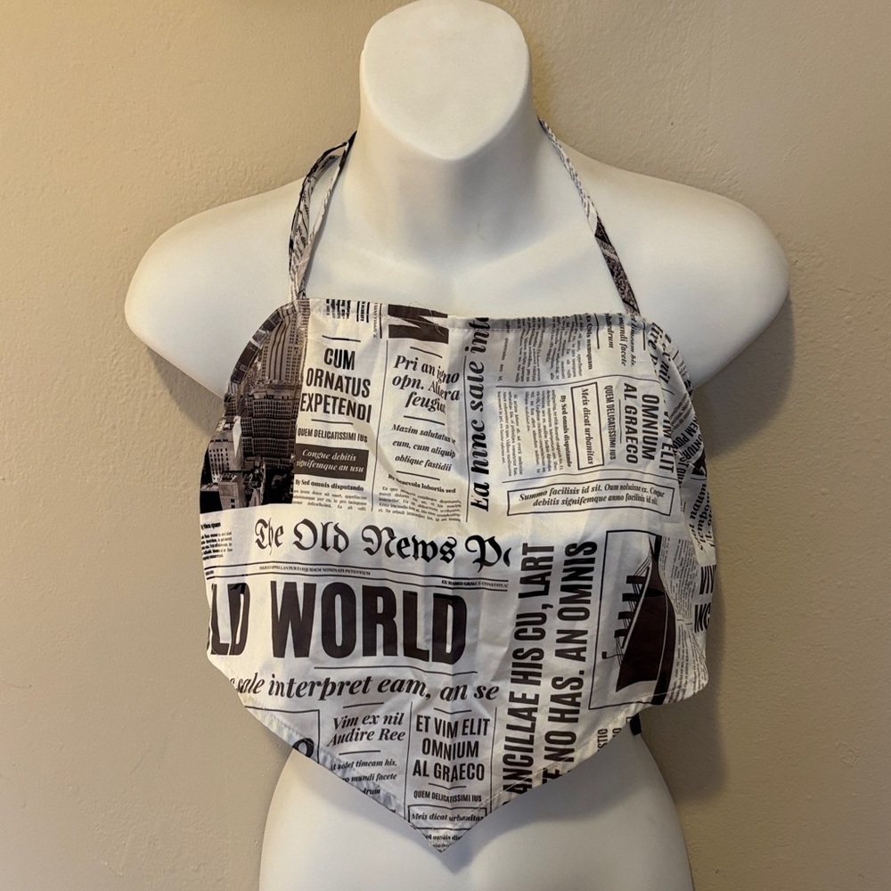 Forever 21 Black and White Newspaper Print Halter Top